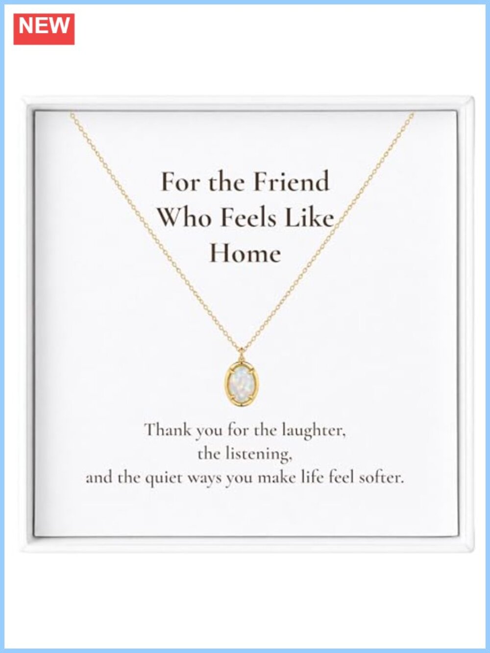 18K Gold Plated Opal-Style Pendant Necklace Gift Message Card